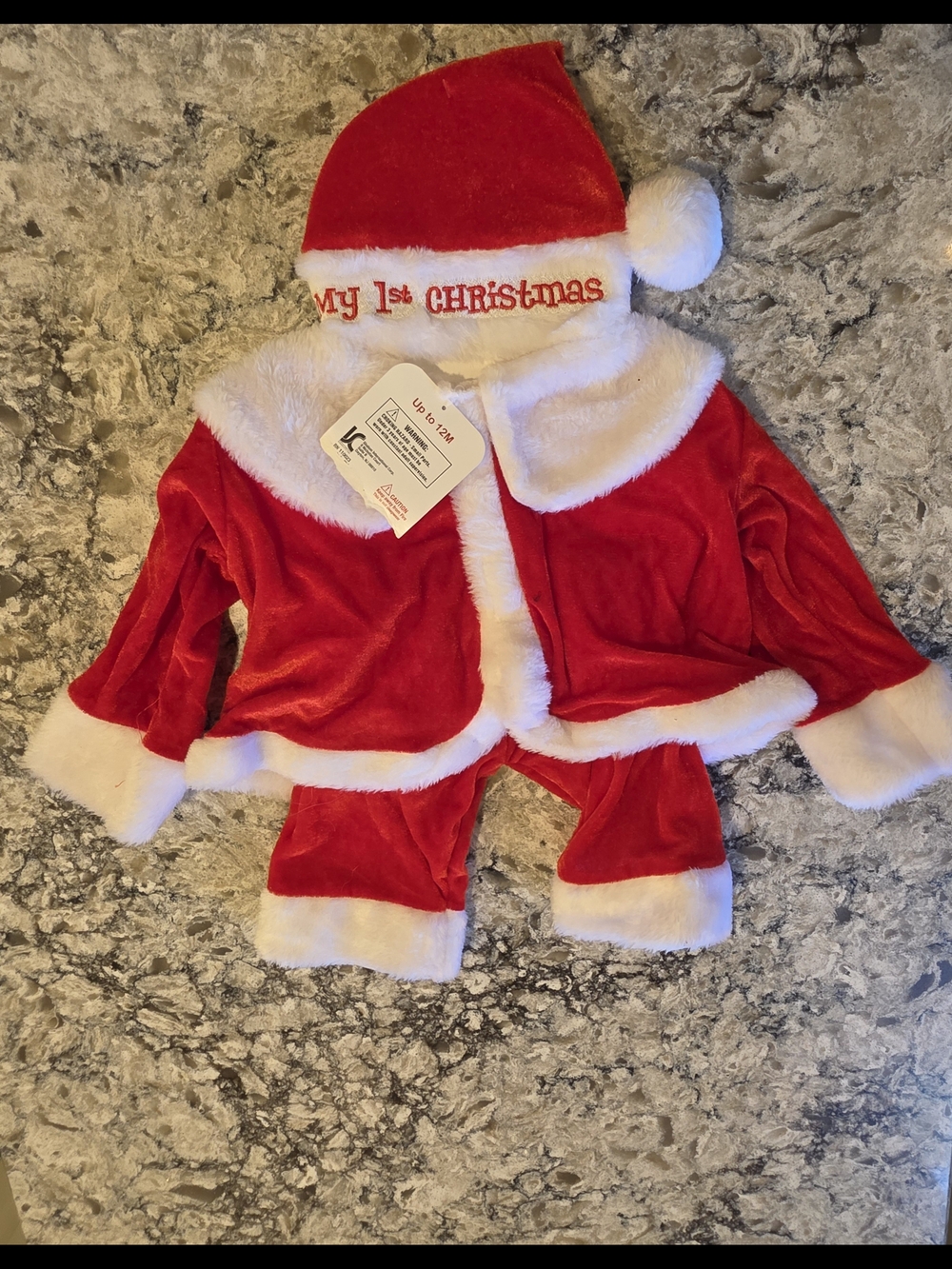 Baby 'My 1st Christmas' Santa Outfit - Red & White